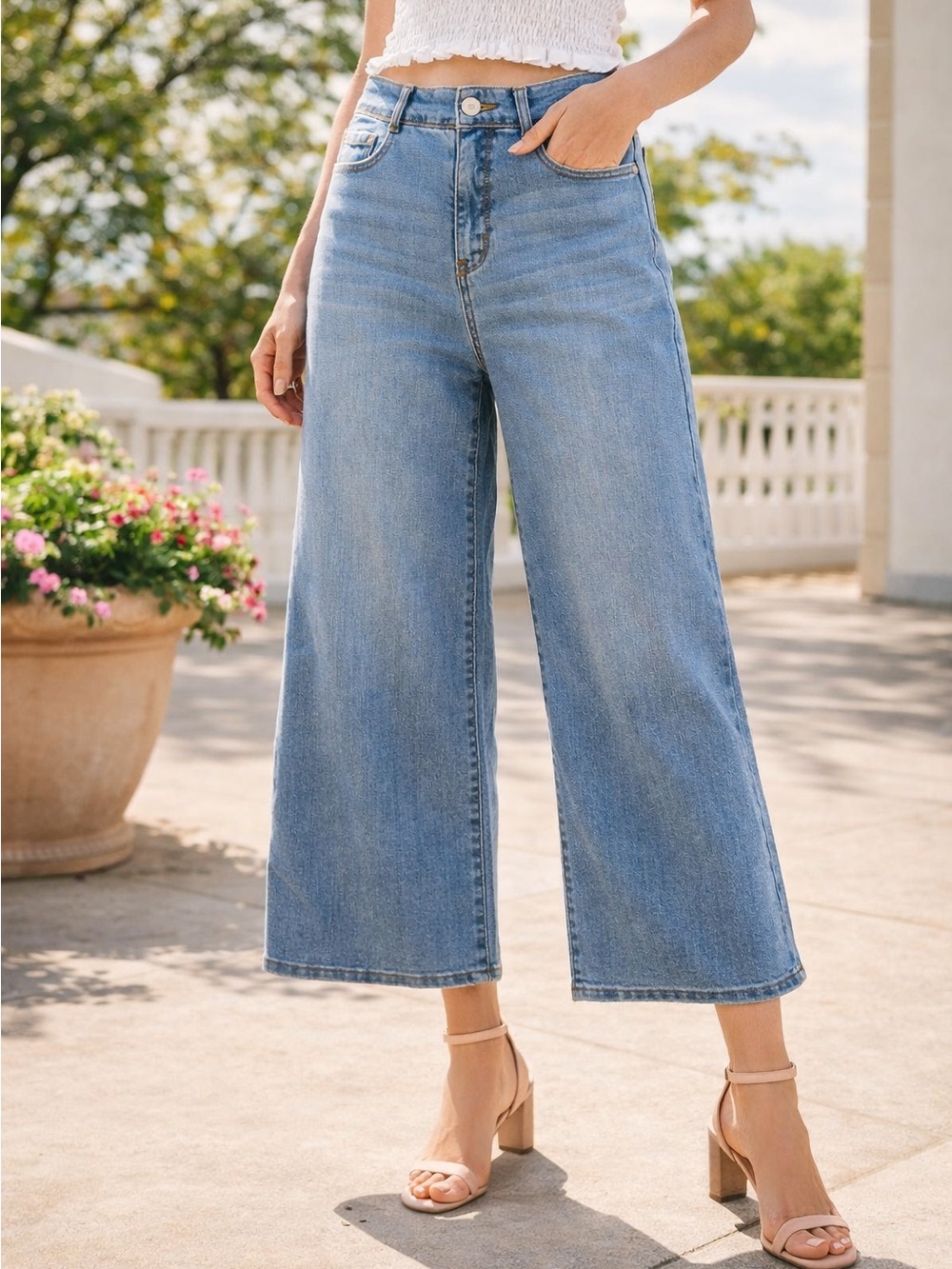GLORIA VANDERBILT Tummy Sculpt Culotte Jeans Blue Size 12